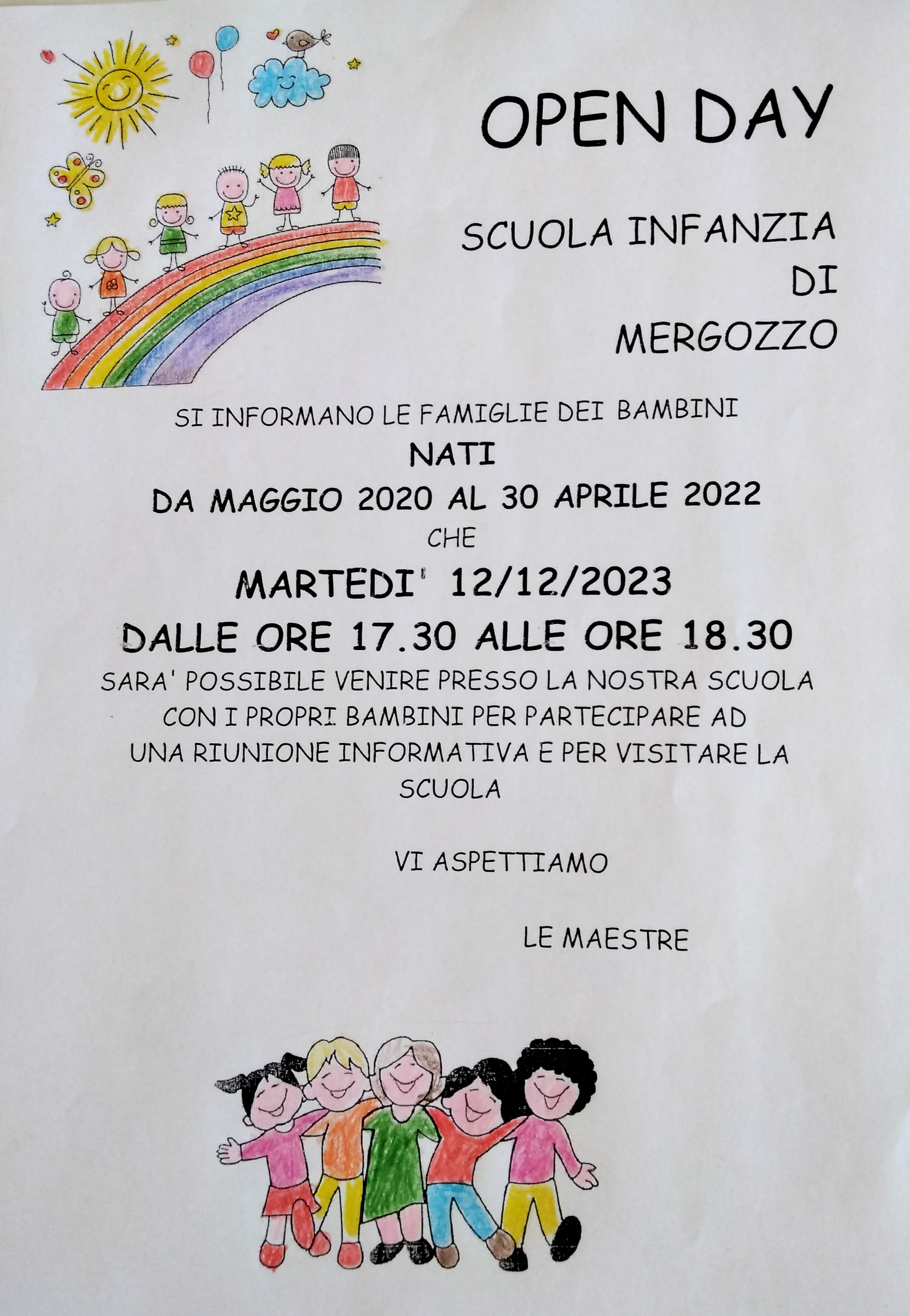 Locandina Open Day Scuola Infanzia Mergozzo, 12/12 ore 17:30